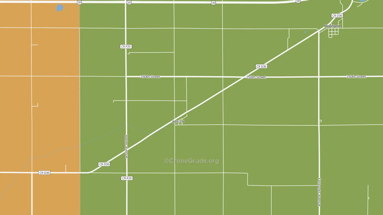 Roelyn, IA Map of Drug-Related Crime Rates
