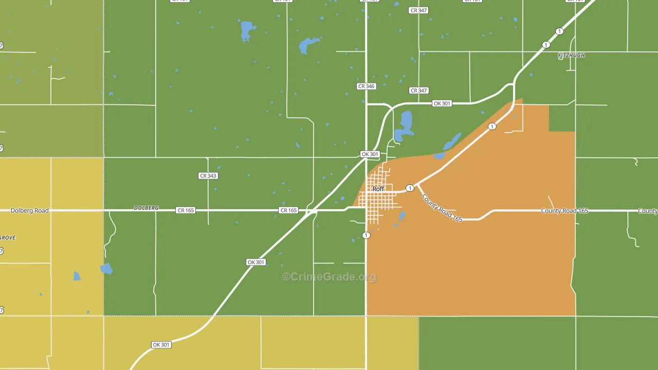 Roff, OK Map of Drug-Related Crime Rates