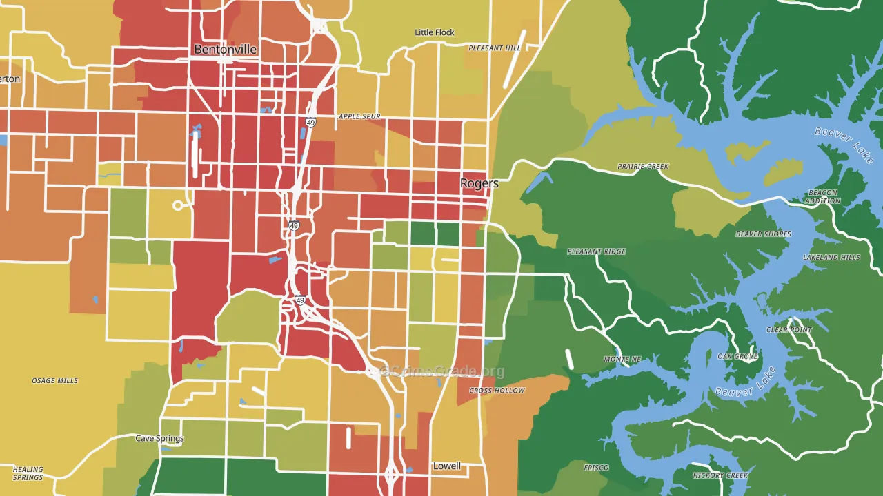 Rogers, AR Map of Drug-Related Crime Rates
