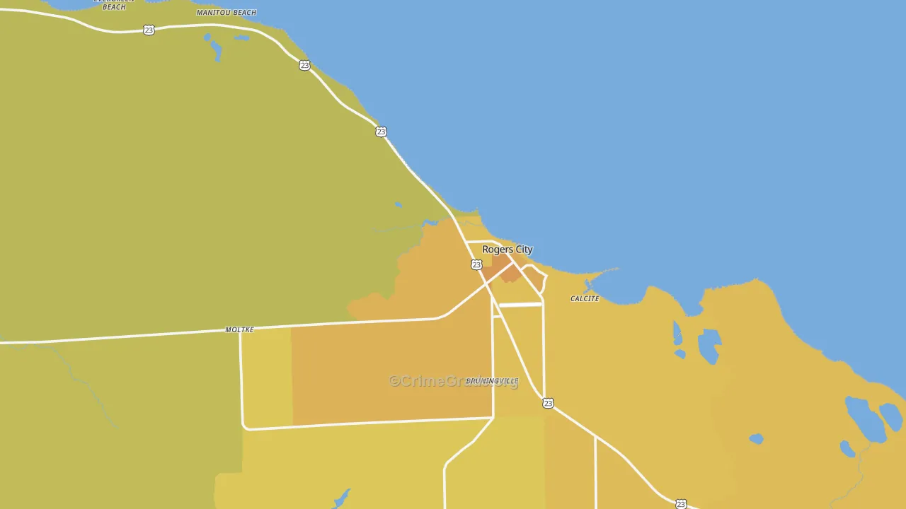 Rogers City, MI Map of Drug-Related Crime Rates
