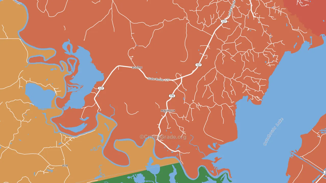 Rogers, LA Map of Drug-Related Crime Rates