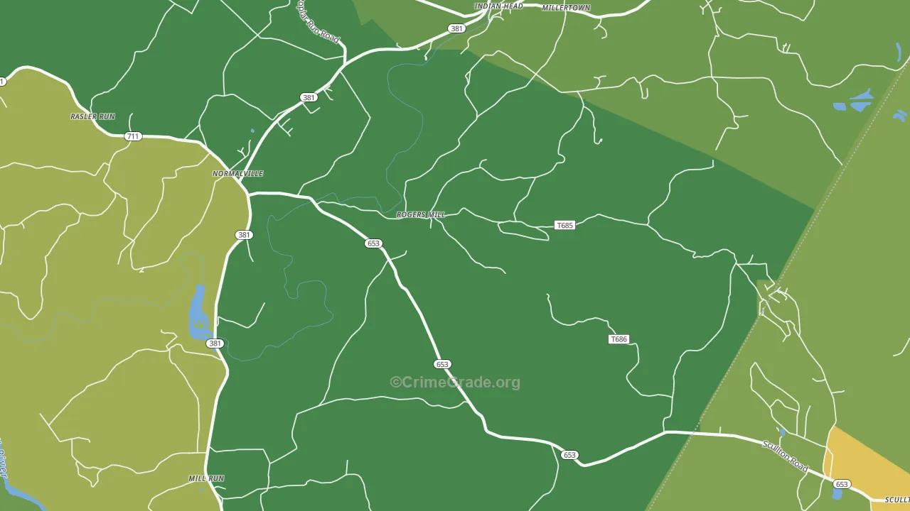 Rogers Mill, PA Map of Drug-Related Crime Rates