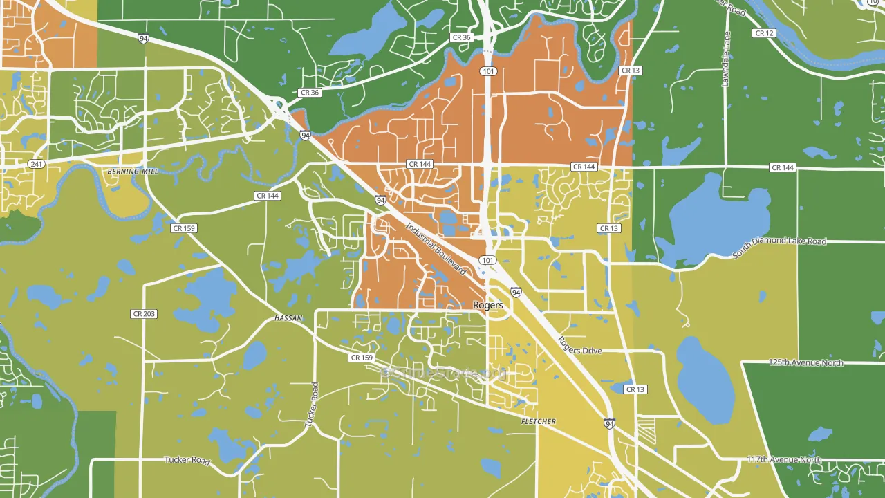 Rogers, MN Map of Drug-Related Crime Rates