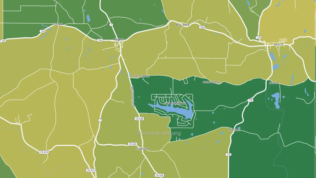 Rogers, OH Map of Drug-Related Crime Rates