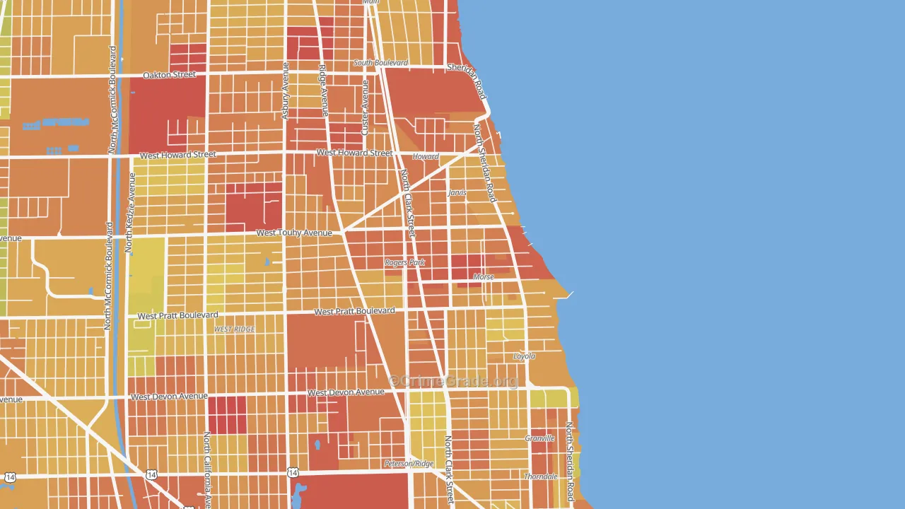 Rogers Park, Chicago, IL Map of Drug-Related Crime Rates