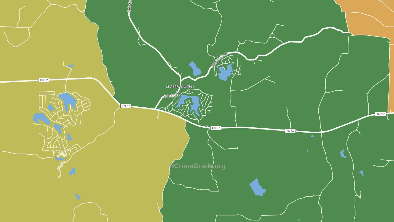 Rogers Spring, TN Map of Drug-Related Crime Rates