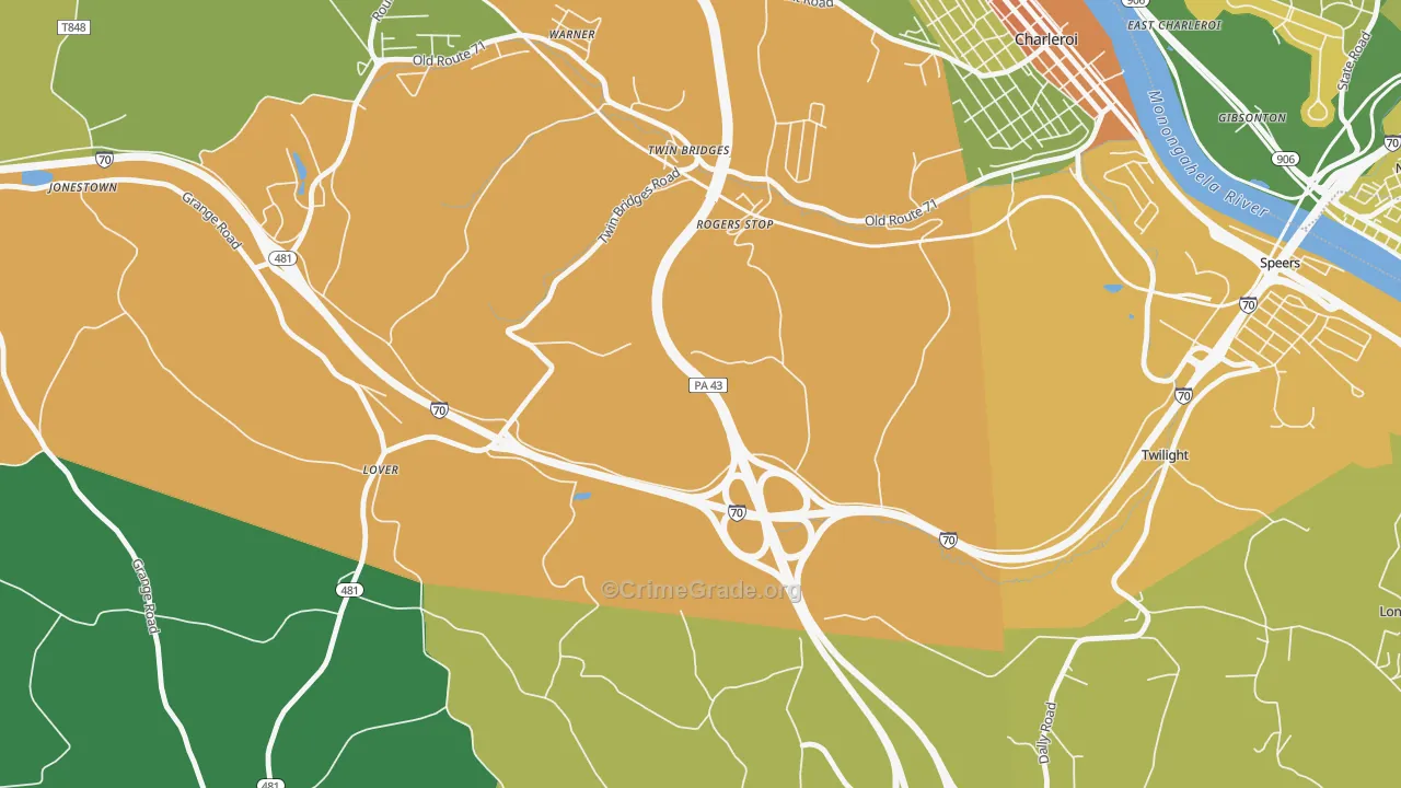 Rogers Stop, PA Map of Drug-Related Crime Rates
