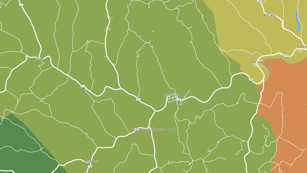 Rogersville, PA Map of Drug-Related Crime Rates