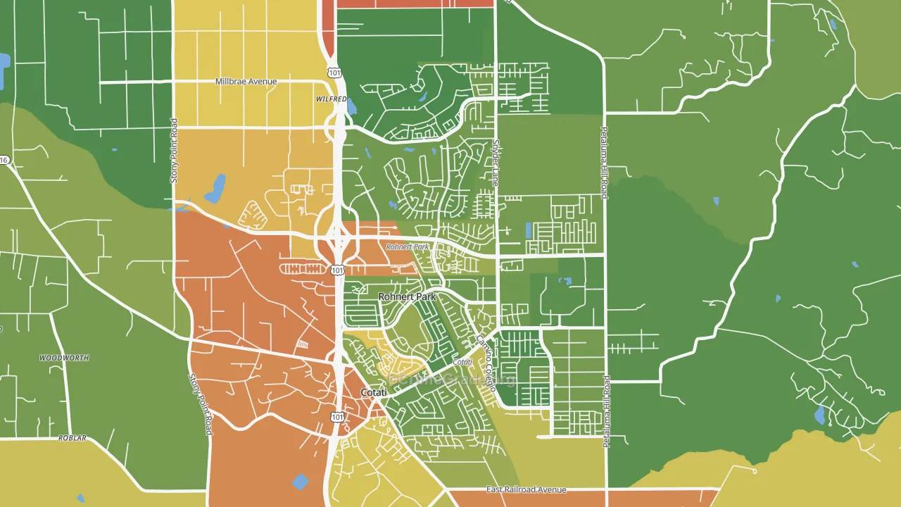 Rohnert Park, CA Map of Drug-Related Crime Rates