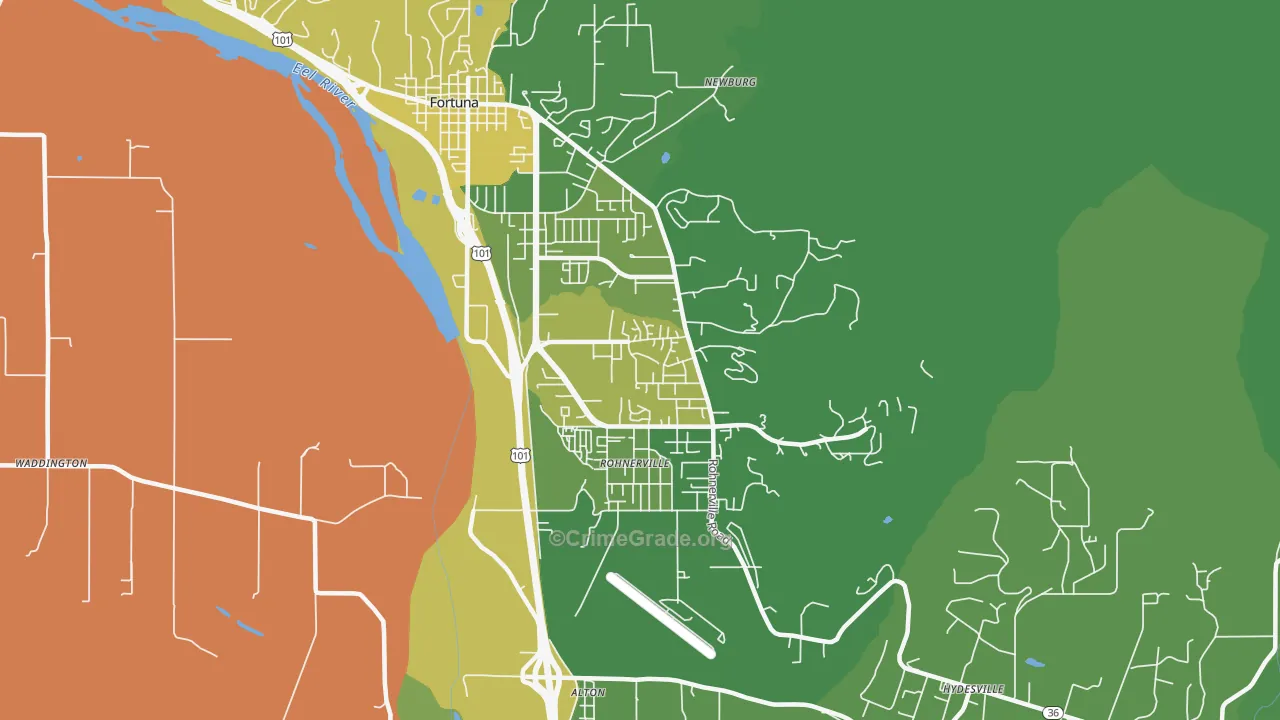 Rohnerville, Fortuna, CA Map of Drug-Related Crime Rates