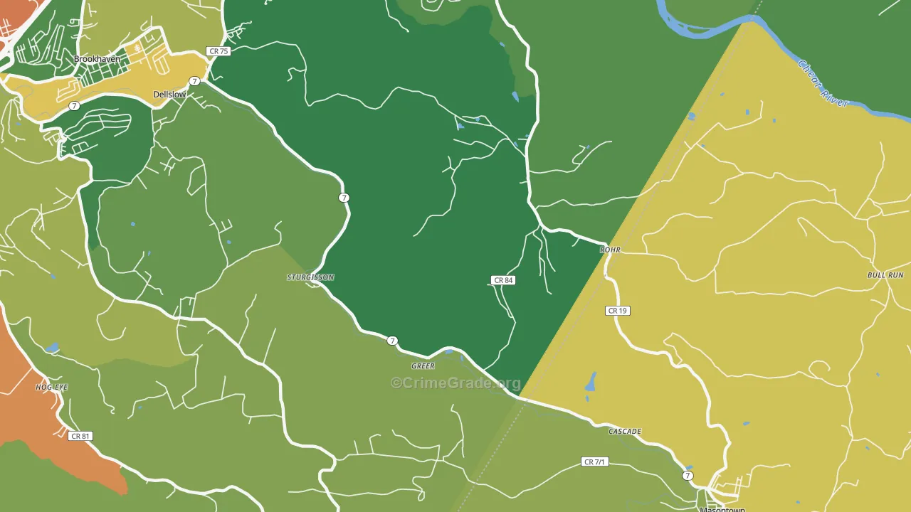 Rohr, WV Map of Drug-Related Crime Rates