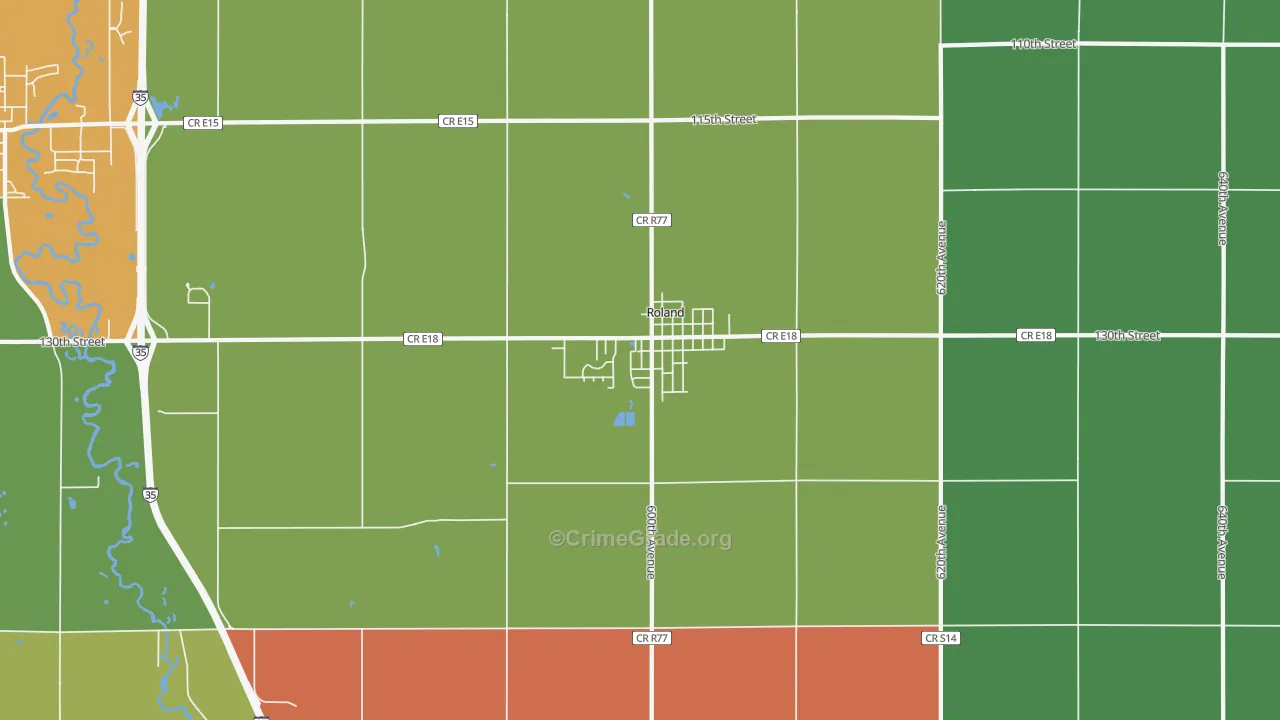 Roland, IA Map of Drug-Related Crime Rates