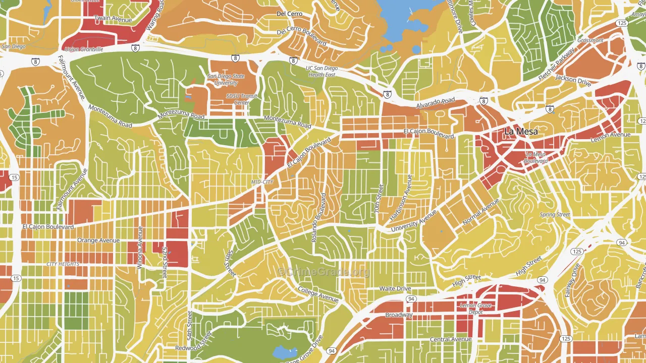 Rolando, San Diego, CA Map of Drug-Related Crime Rates