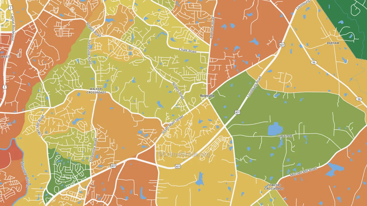 Rolesville, NC Map of Drug-Related Crime Rates