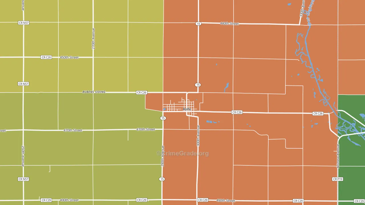 Rolfe, IA Map of Drug-Related Crime Rates