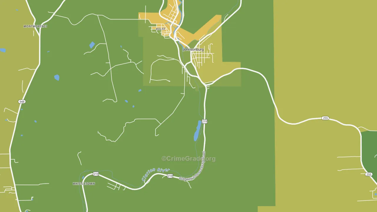 Rolfe, PA Map of Drug-Related Crime Rates
