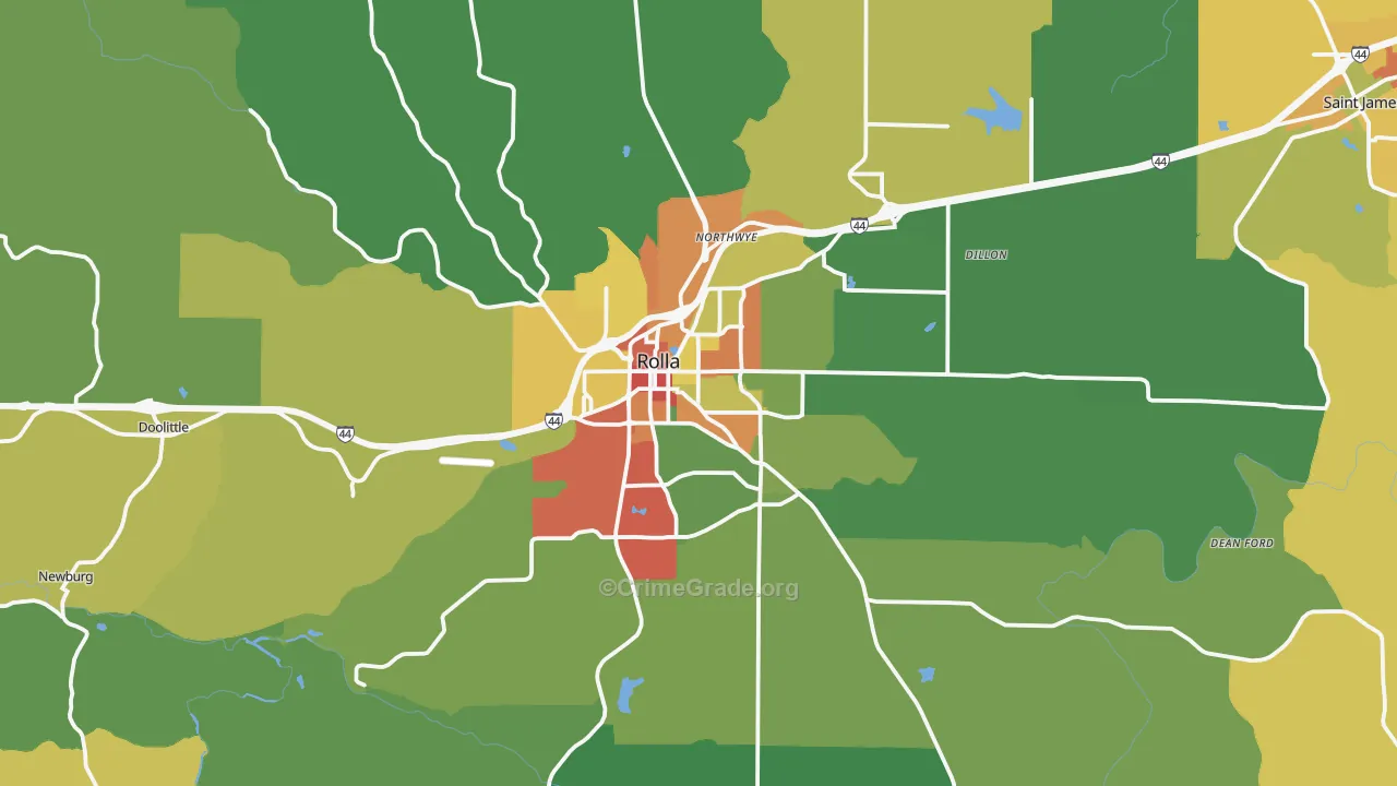 Rolla, MO Map of Drug-Related Crime Rates