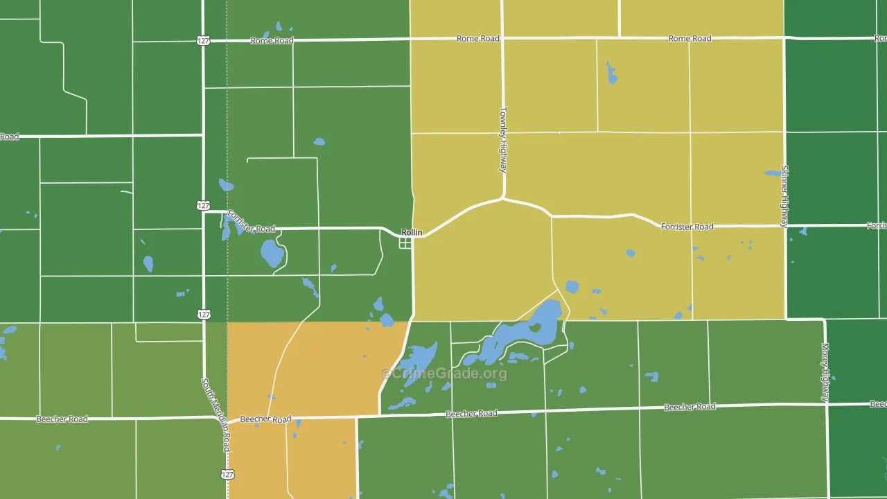 Rollin, MI Map of Drug-Related Crime Rates