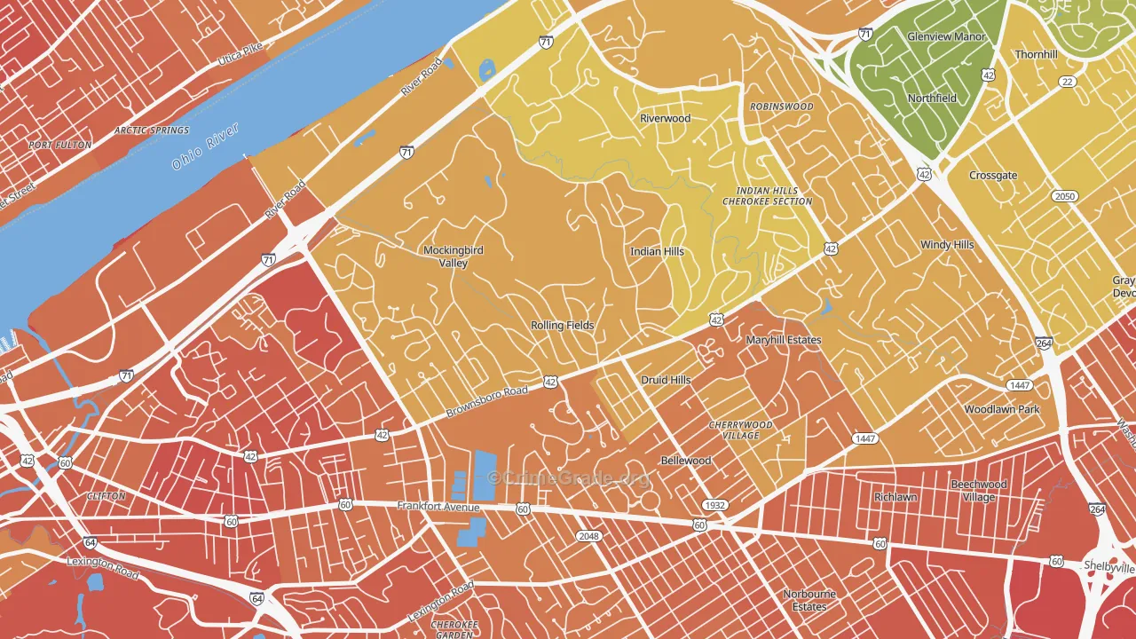 Rolling Fields, KY Map of Drug-Related Crime Rates