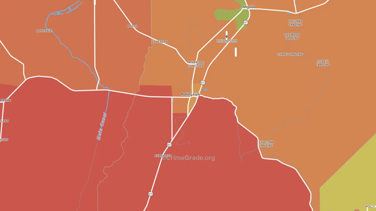 Rolling Fork, MS Map of Drug-Related Crime Rates