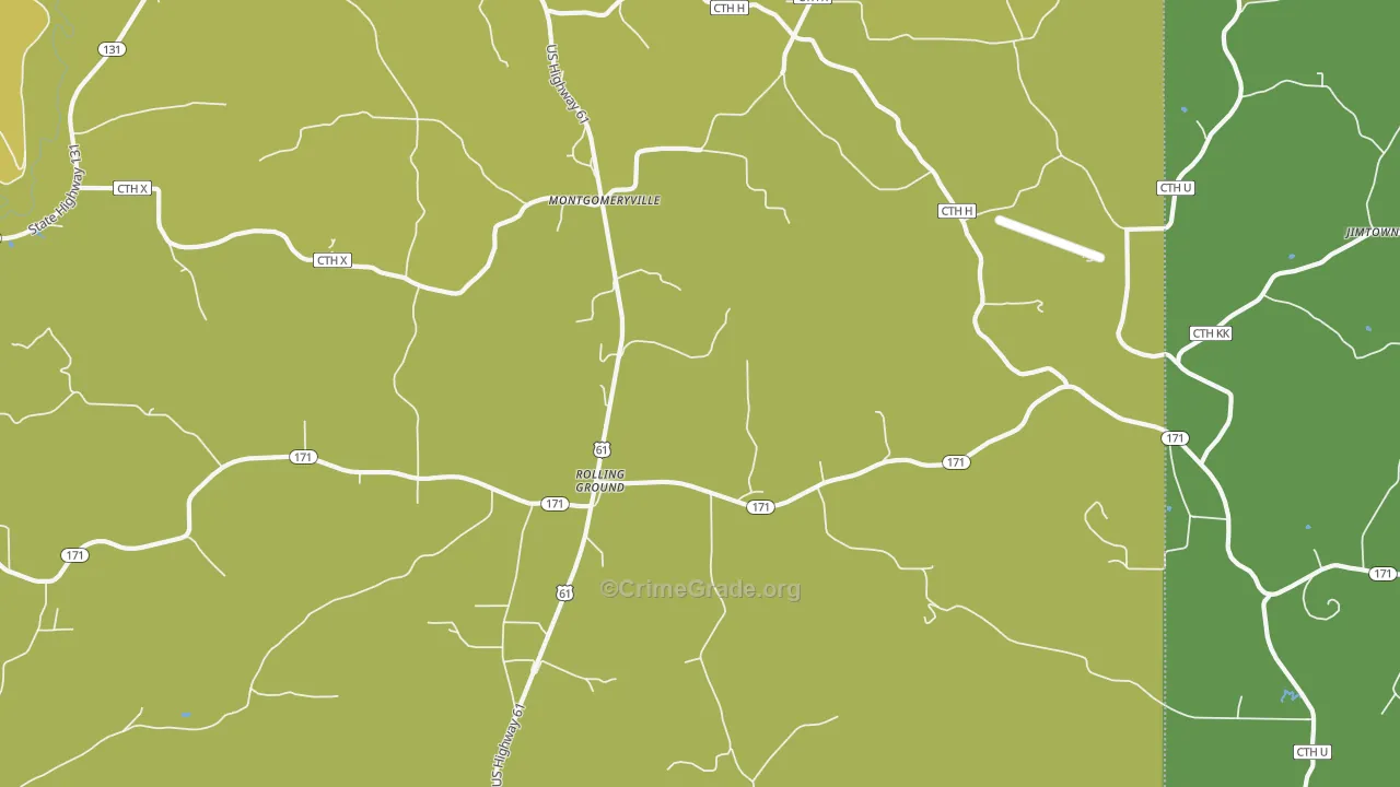Rolling Ground, WI Map of Drug-Related Crime Rates