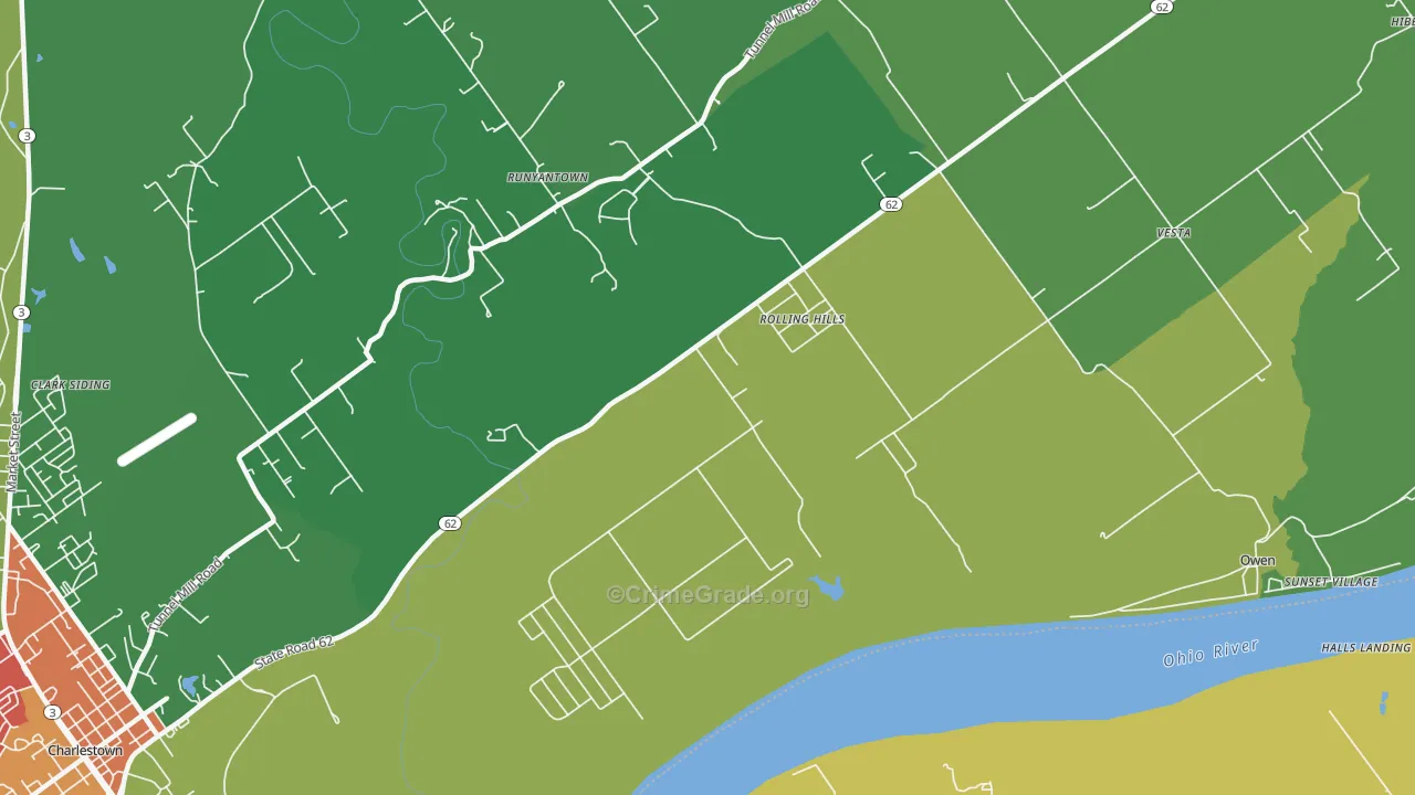 Rolling Hills, IN Map of Drug-Related Crime Rates