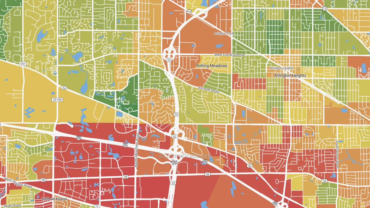 Rolling Meadows, IL Map of Drug-Related Crime Rates