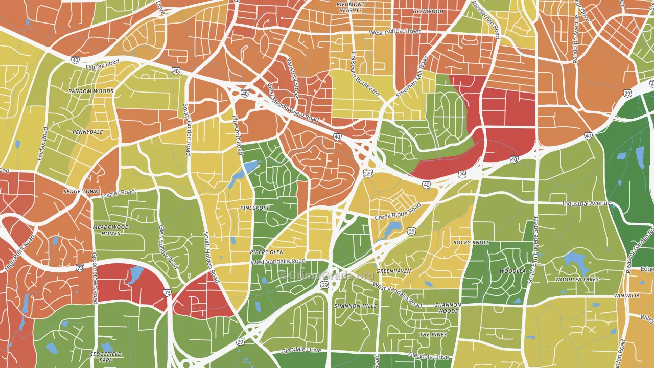Rolling Roads, Greensboro, NC Map of Drug-Related Crime Rates