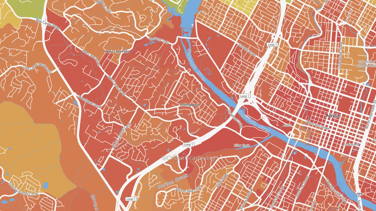 Rollingwood, TX Map of Drug-Related Crime Rates