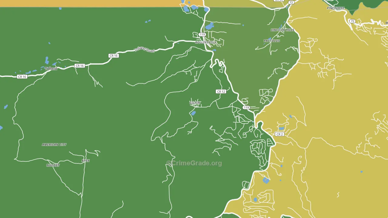 Rollinsville, CO Map of Drug-Related Crime Rates