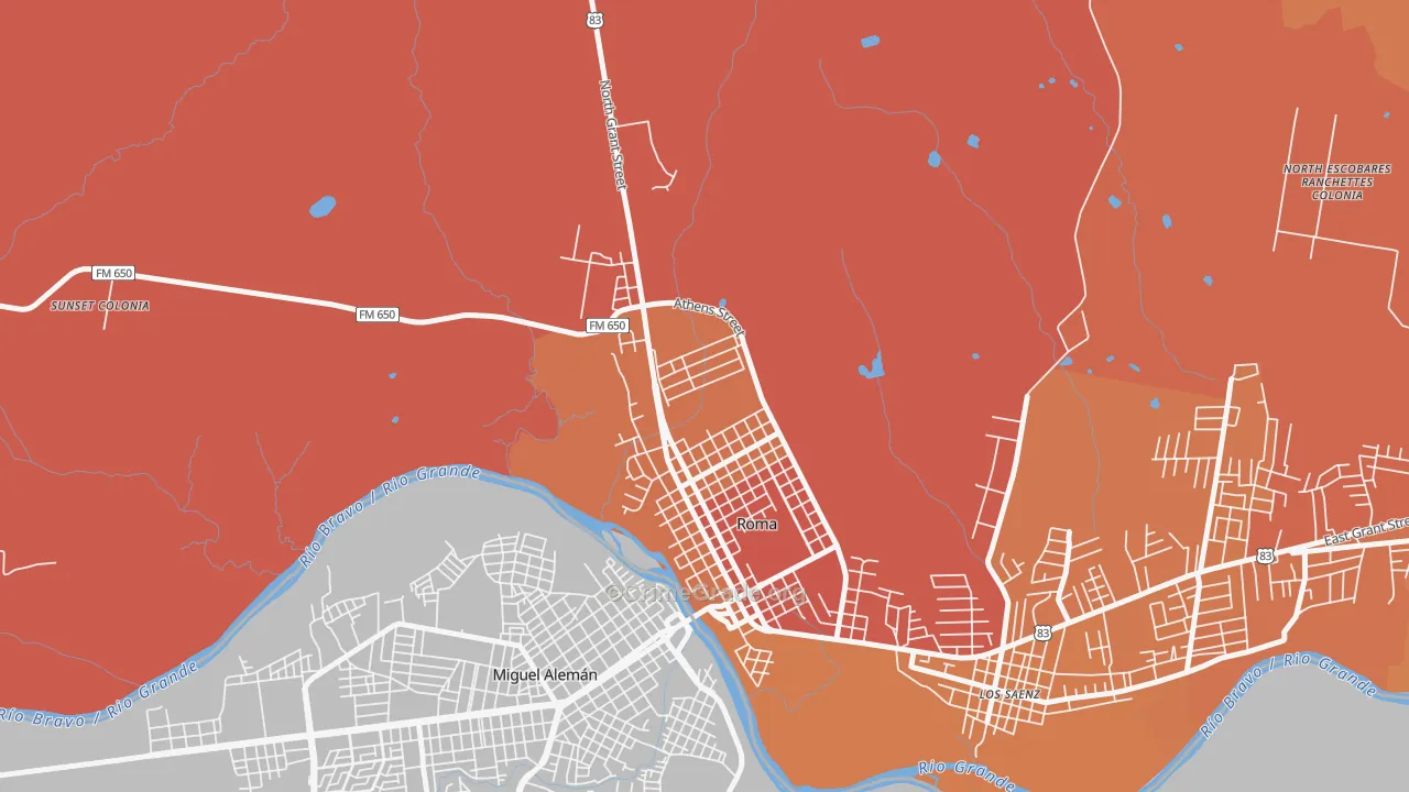 Roma Creek, TX Map of Drug-Related Crime Rates