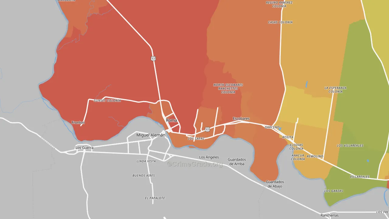 Roma, TX Map of Drug-Related Crime Rates