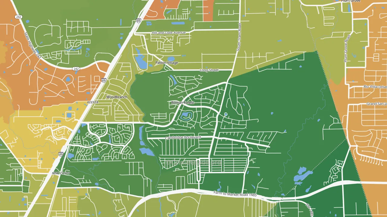 Roman Forest, TX Map of Drug-Related Crime Rates