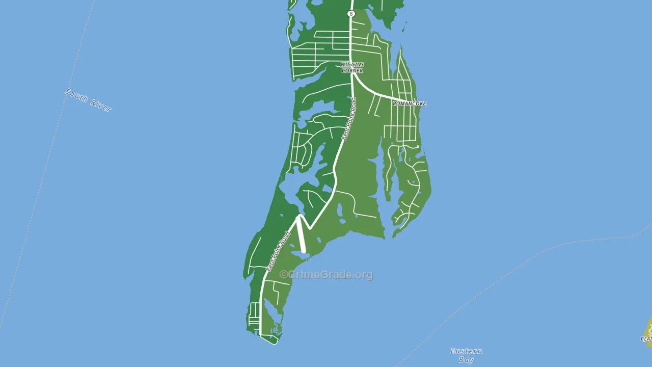 Romancoke on the Bay, MD Map of Drug-Related Crime Rates