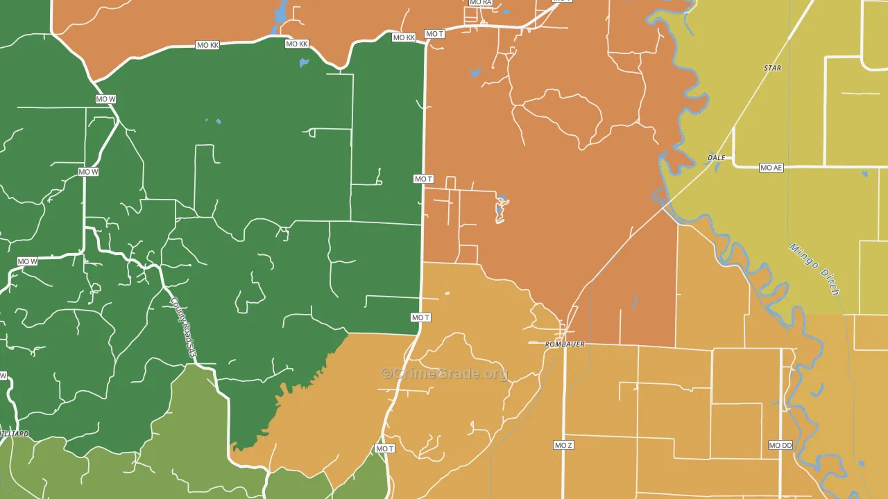Rombauer, MO Map of Drug-Related Crime Rates