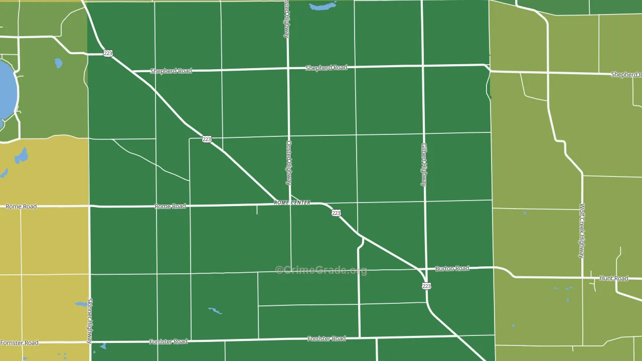 Rome Center, MI Map of Drug-Related Crime Rates