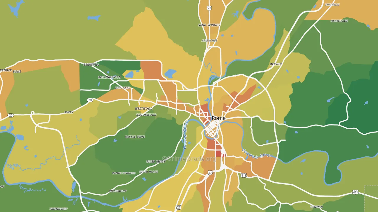 Rome, GA Map of Drug-Related Crime Rates
