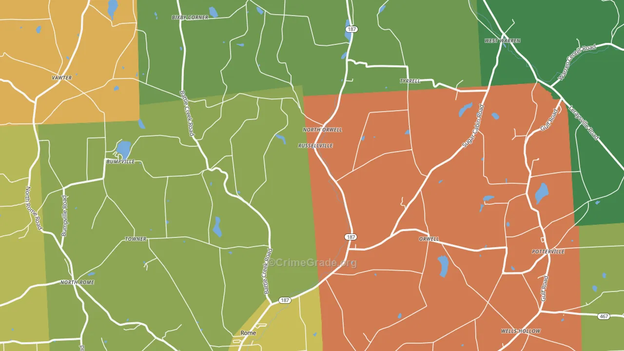 Rome, PA Map of Drug-Related Crime Rates