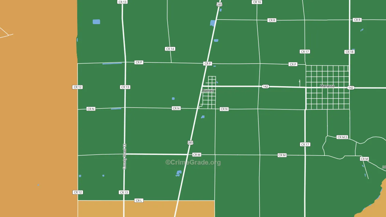 Romeo, CO Map of Drug-Related Crime Rates