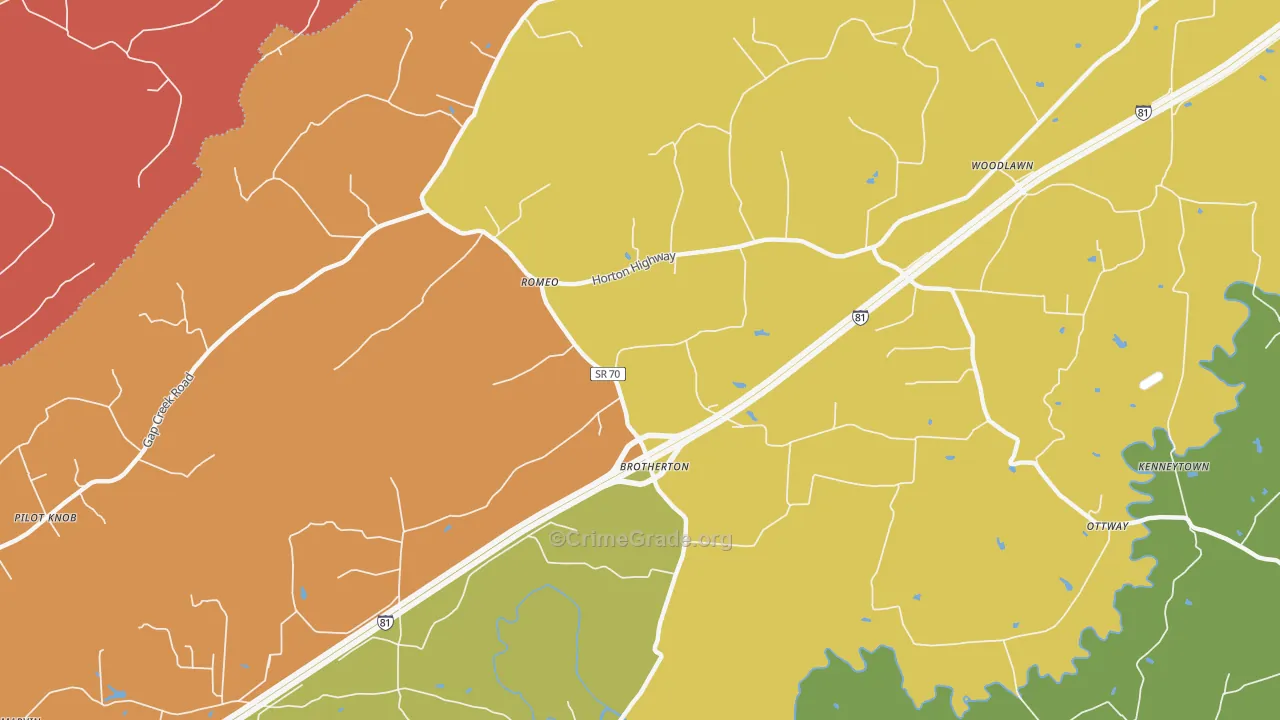 Romeo, TN Map of Drug-Related Crime Rates