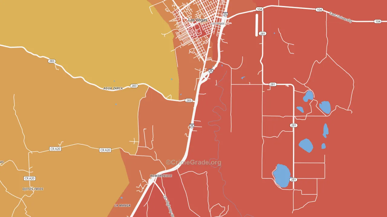 Romeroville, NM Map of Drug-Related Crime Rates