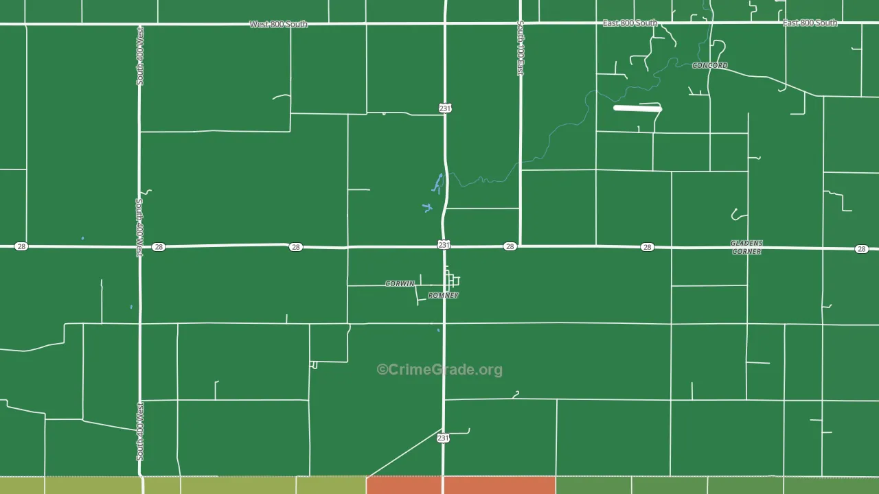 Romney, IN Map of Drug-Related Crime Rates