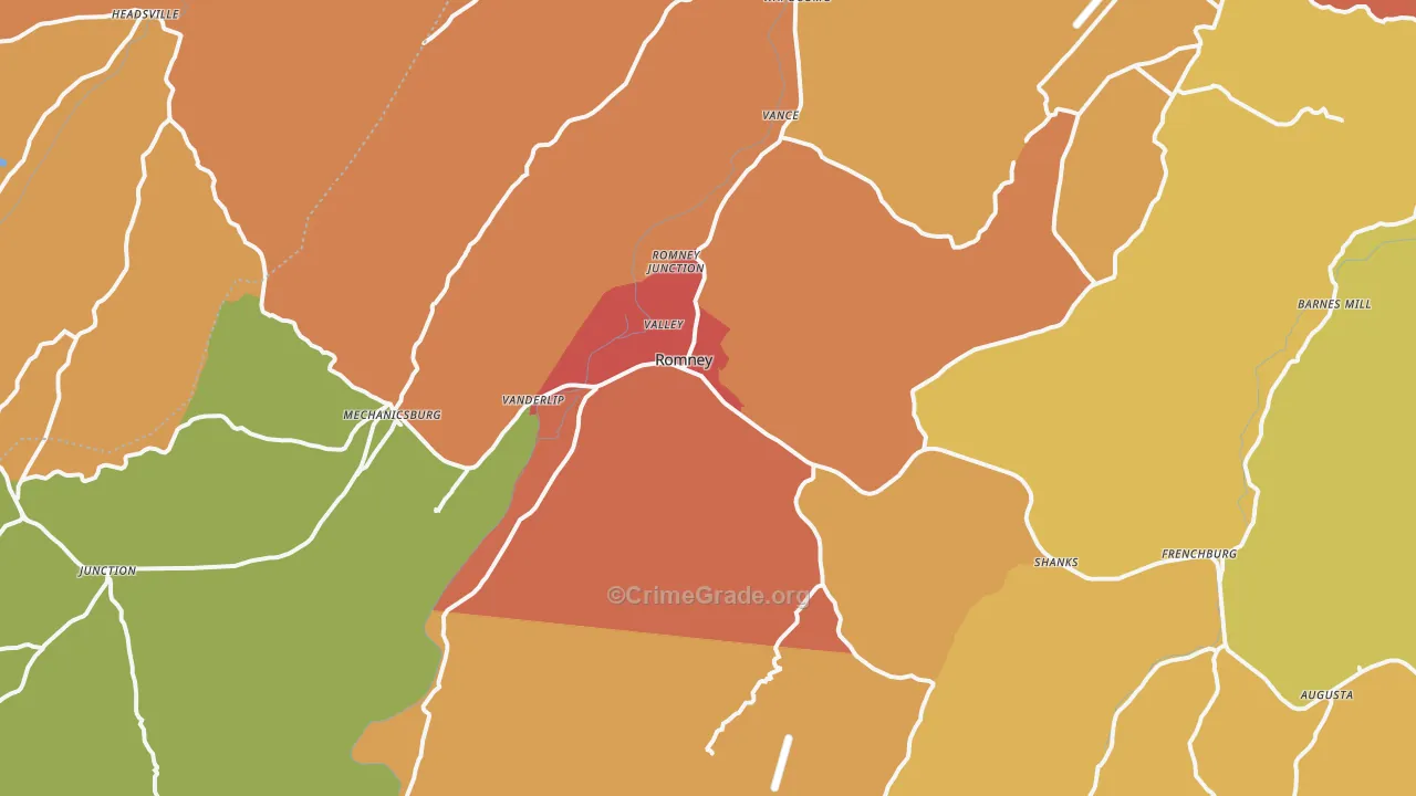 Romney, WV Map of Drug-Related Crime Rates
