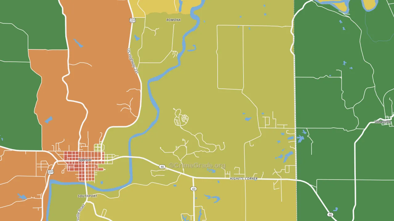 Romona, IN Map of Drug-Related Crime Rates