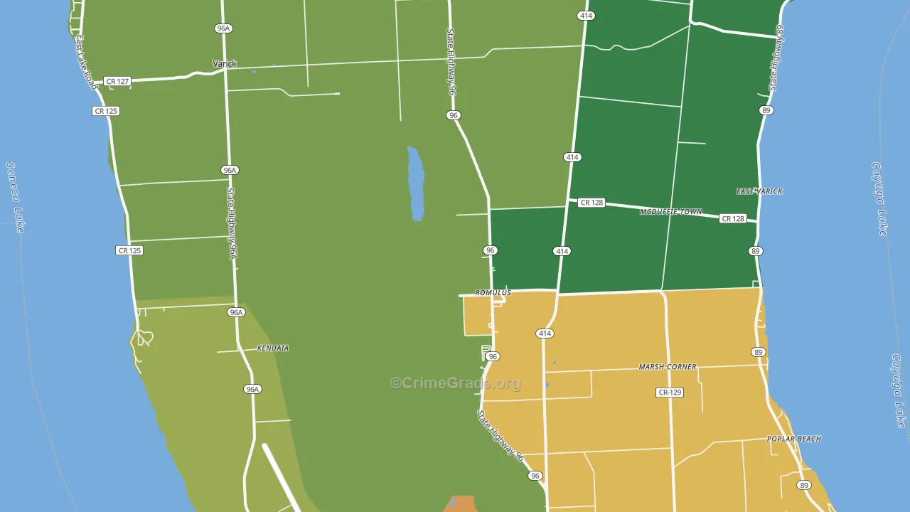 Romulus, NY Map of Drug-Related Crime Rates