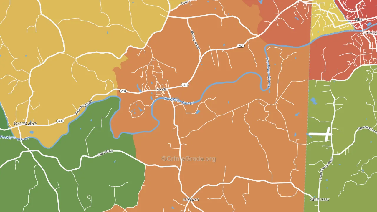 Ronda, NC Map of Drug-Related Crime Rates