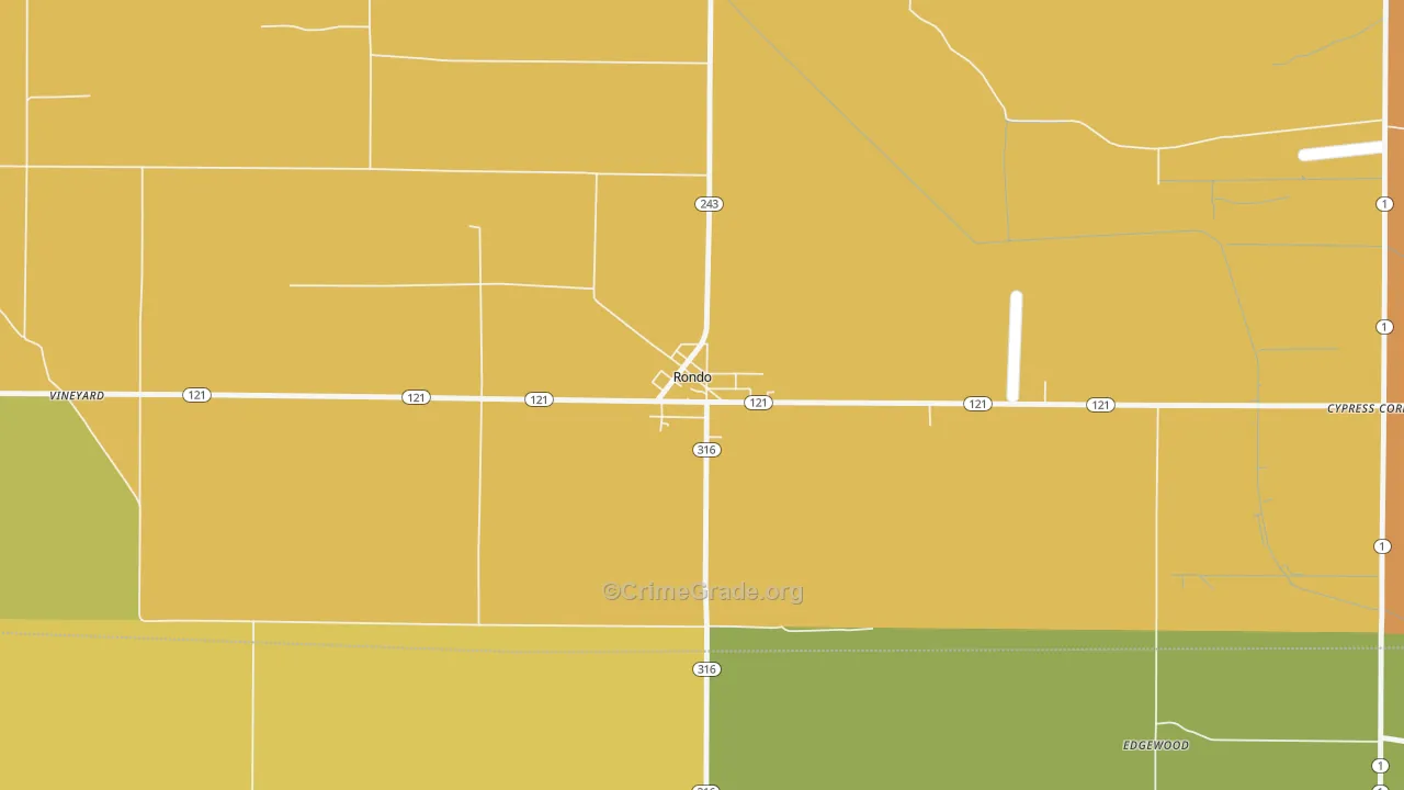 Rondo, AR Map of Drug-Related Crime Rates