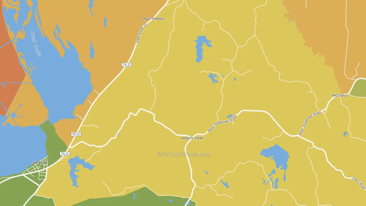Roneys Store, TN Map of Drug-Related Crime Rates