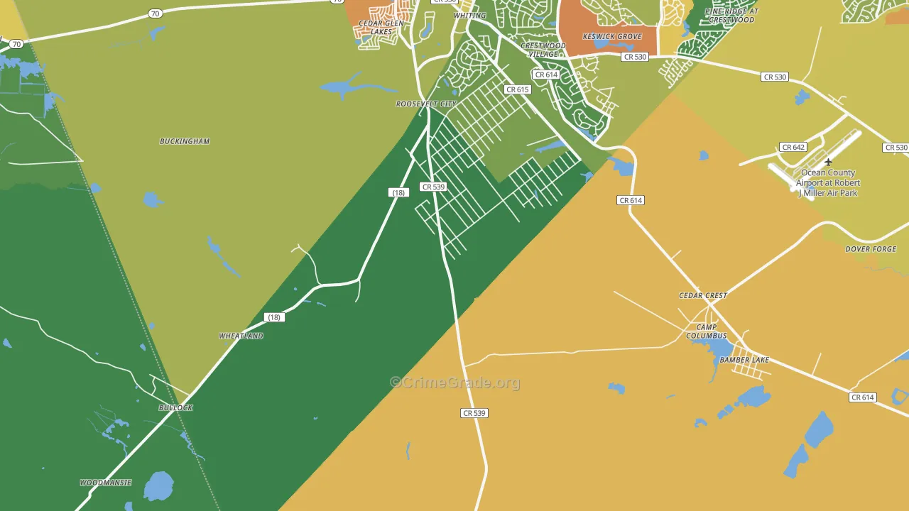Roosevelt City, NJ Map of Drug-Related Crime Rates