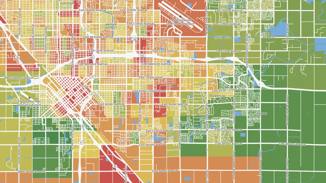 Roosevelt, Fresno, CA Map of Drug-Related Crime Rates